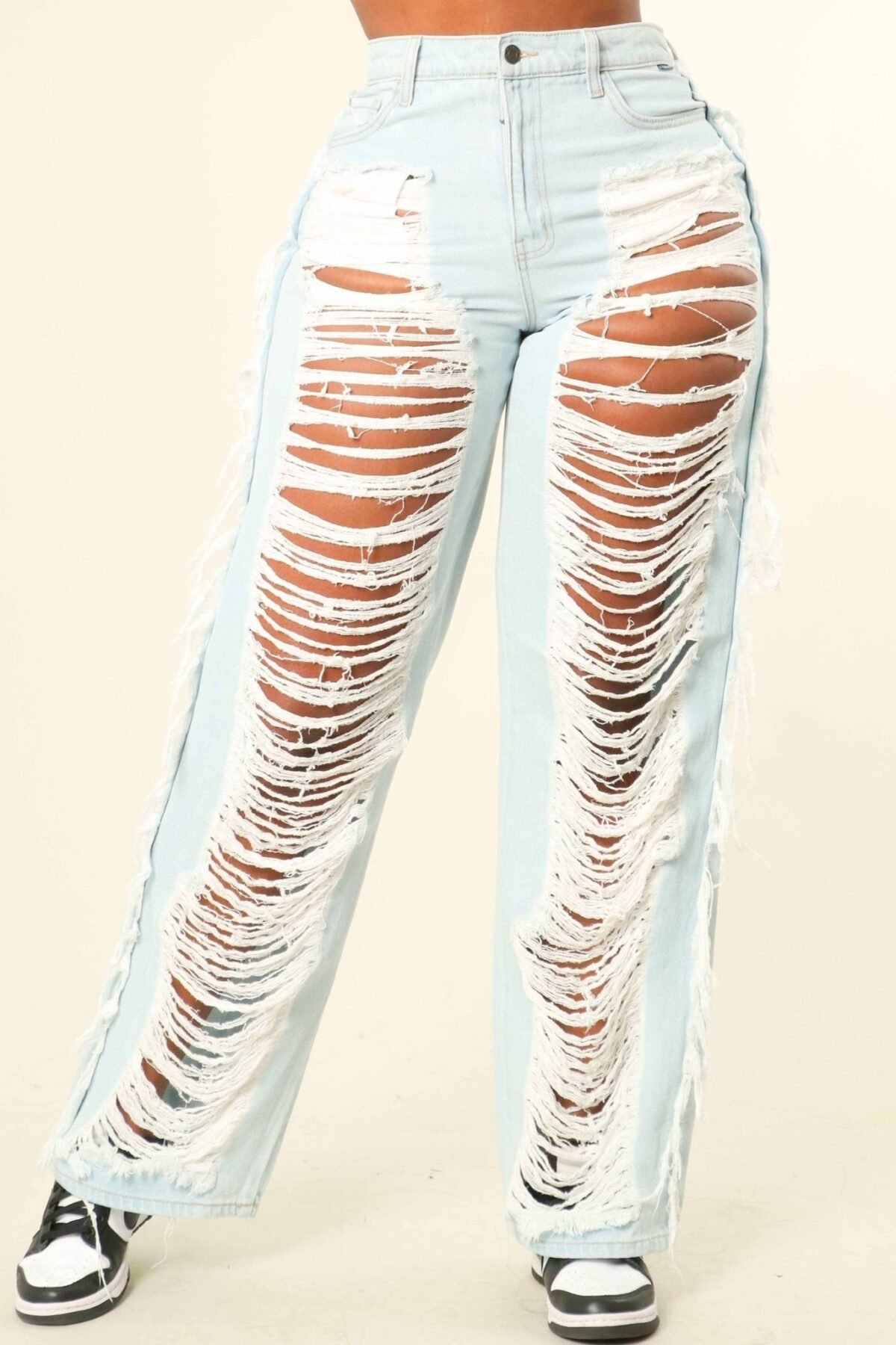 Distressed Front Detail High Waist Jean - Image 3