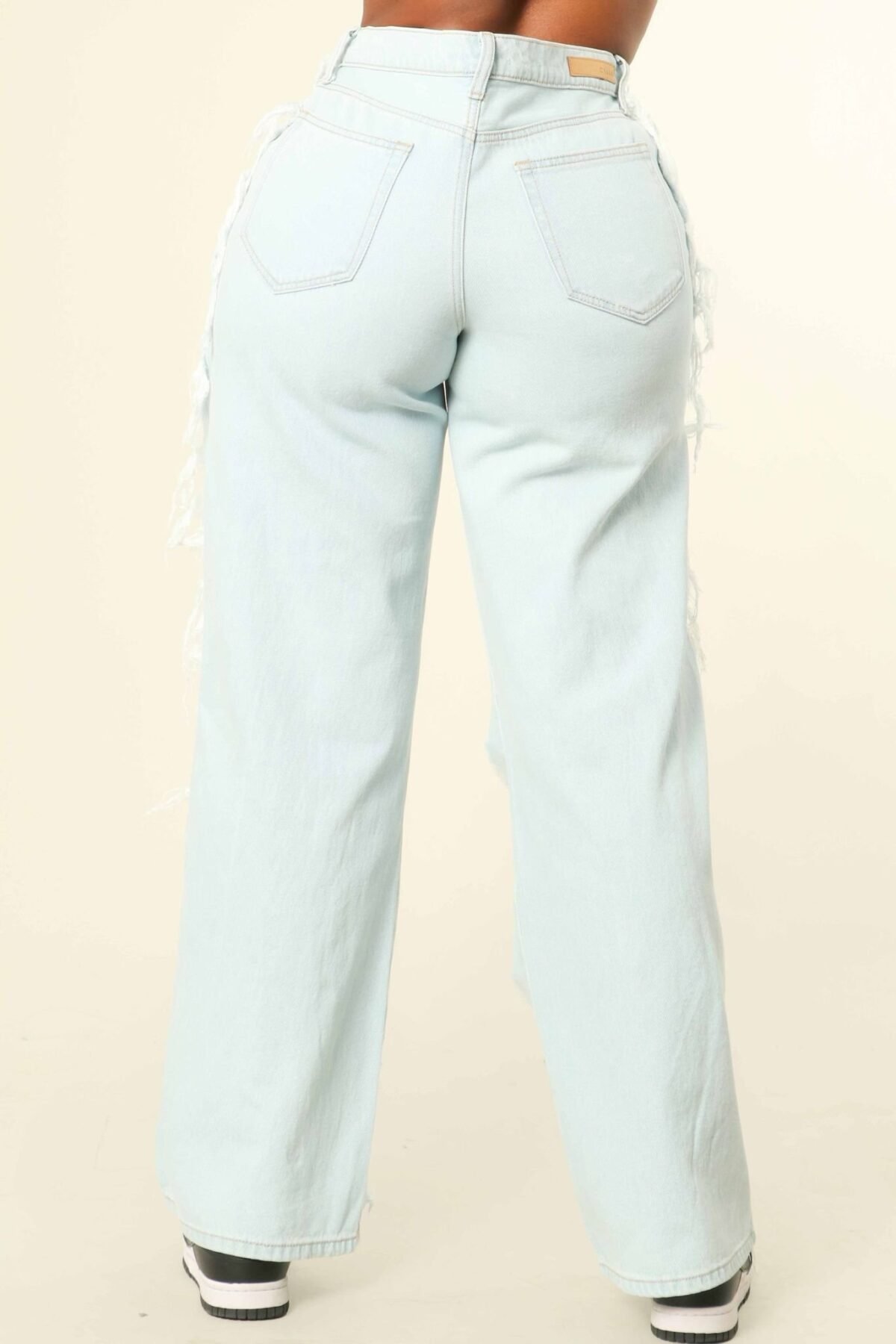 Distressed Front Detail High Waist Jean - Image 2